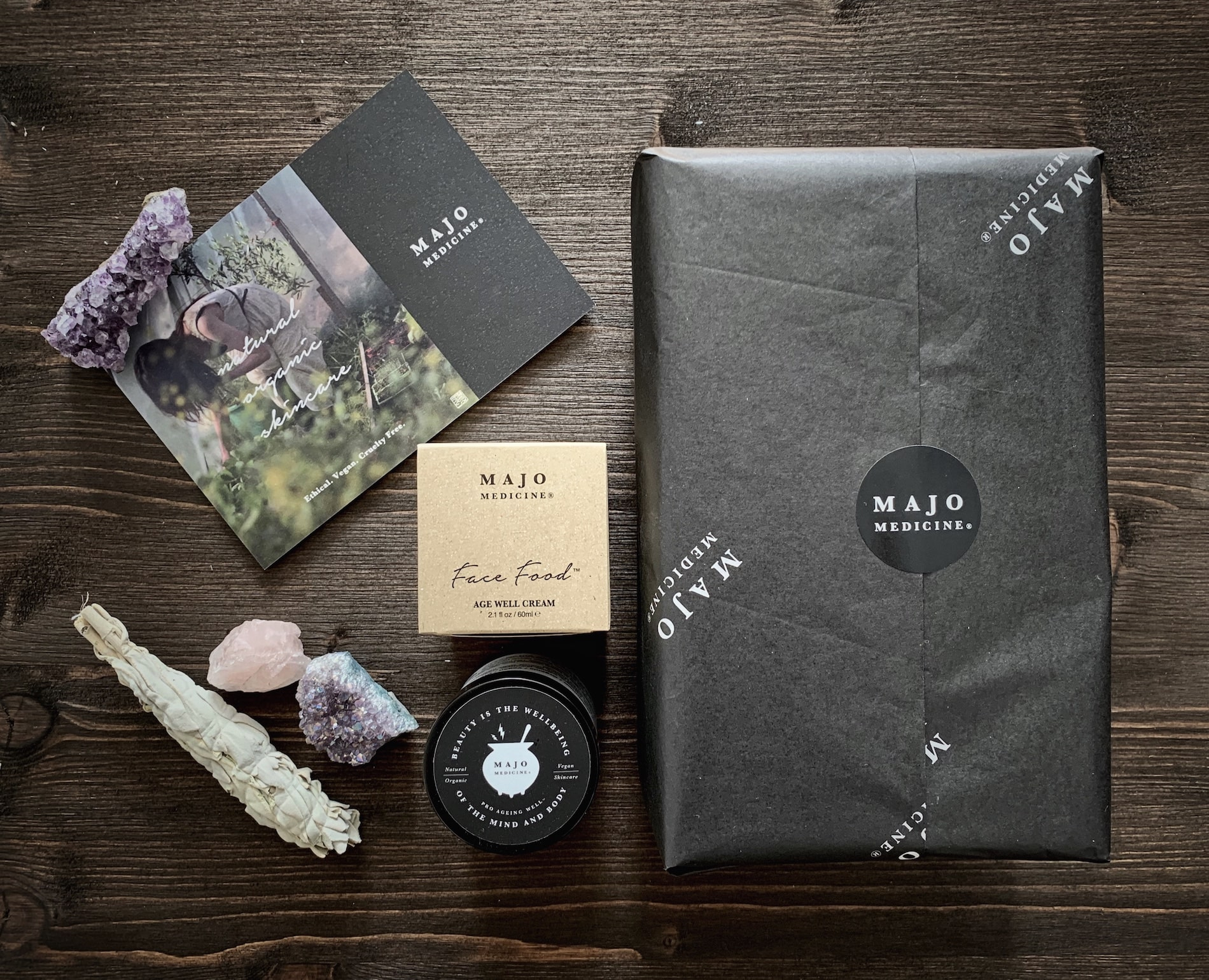 Majo Medicine products wrapped in branded tissue paper