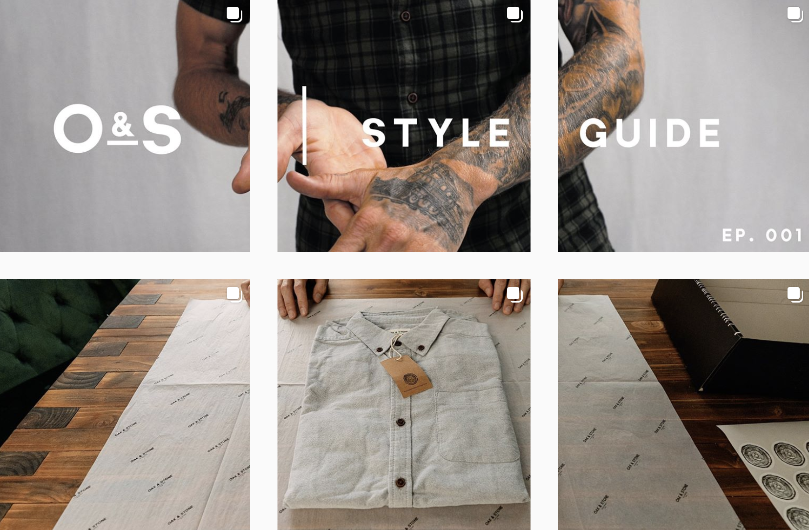 Oak & Stone Clothing Instagram feed