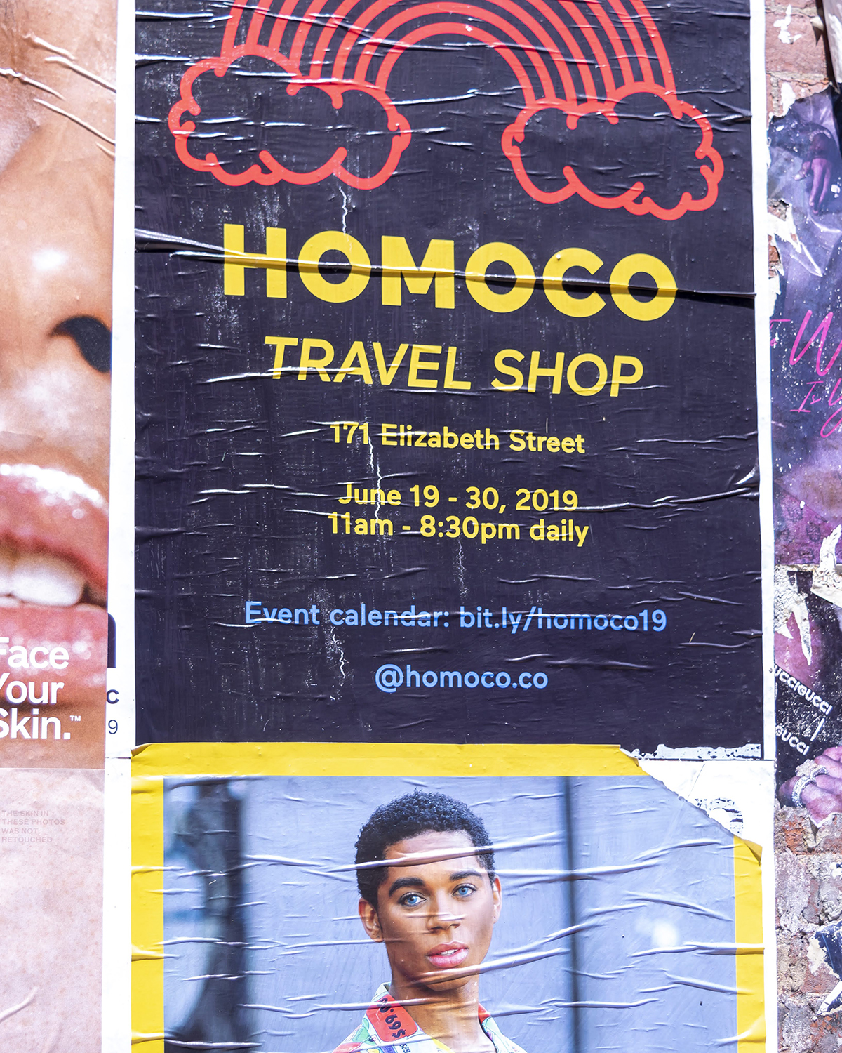 Poster advertising HOMOCO pop-up store