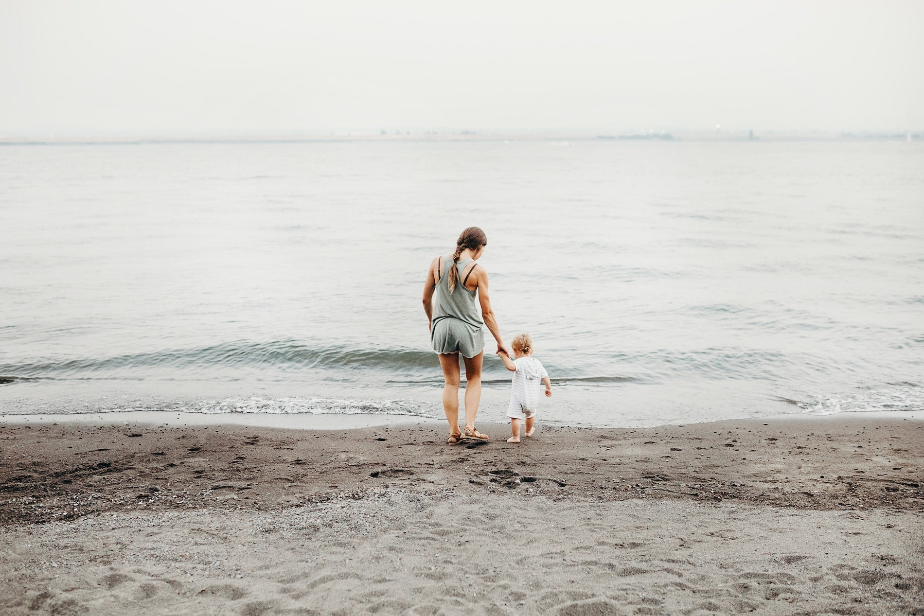 Mother and child on the beach