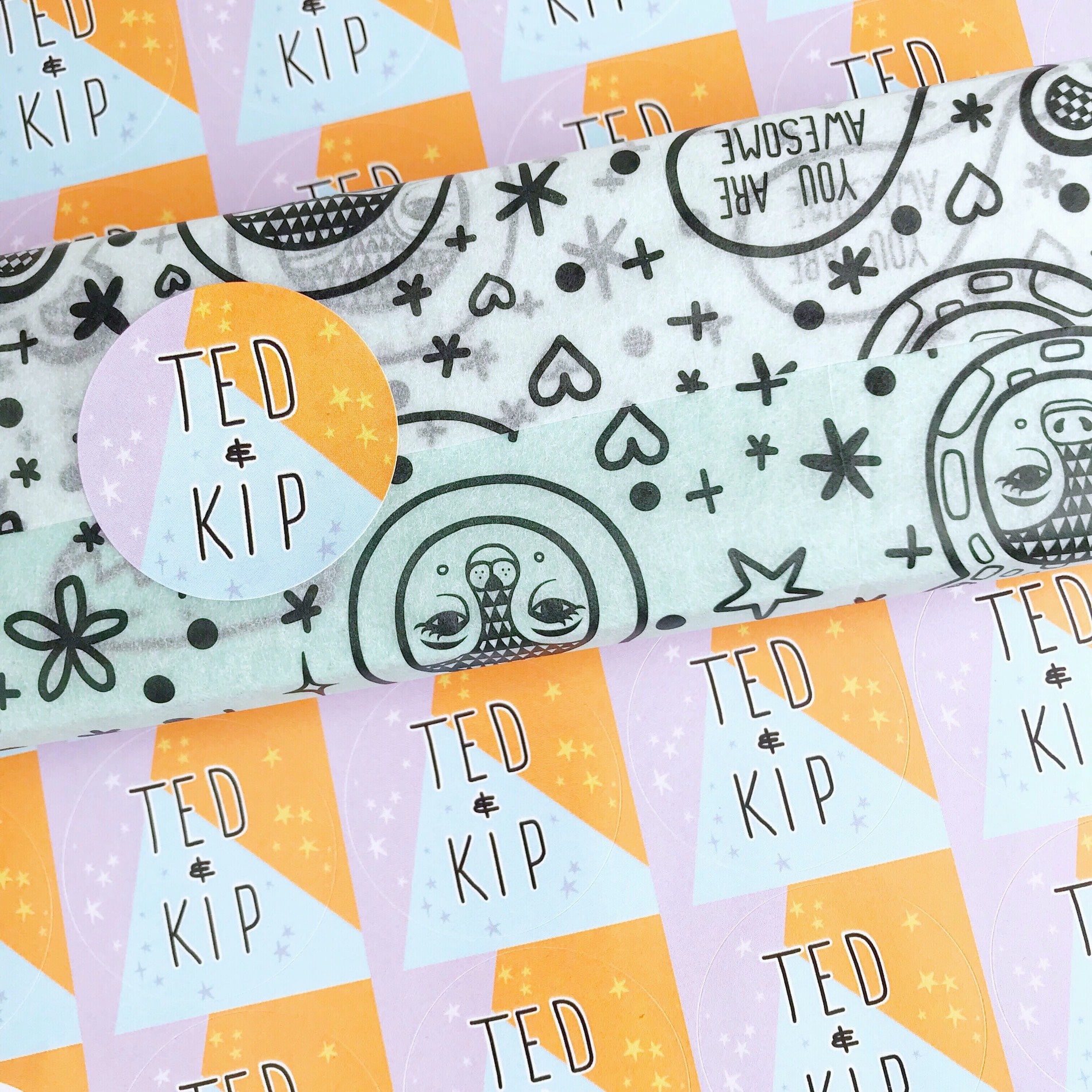 Ted & Kip custom tissue paper and custom sticker